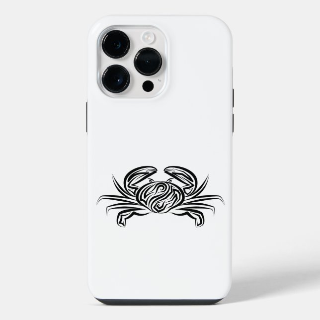 Funda Para iPhone Cangrejo tribal blanco y negro (Reverso )