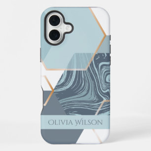 Funda Para iPhone 16 Plus canica verde polvorienta nombre personalizado pers