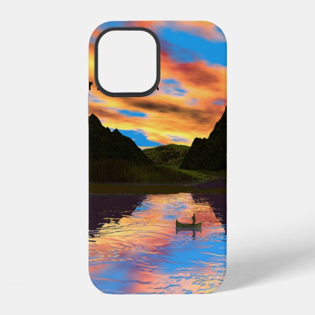 Funda Para iPhone Canoa en el lago Sunset (Reverso )