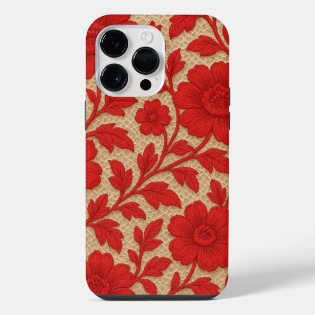 Funda Para iPhone capa para celular Floral Vermelho em design  (Reverso )