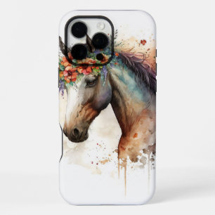 Funda Para iPhone 16 Pro Max Cara de caballo con corona de flores