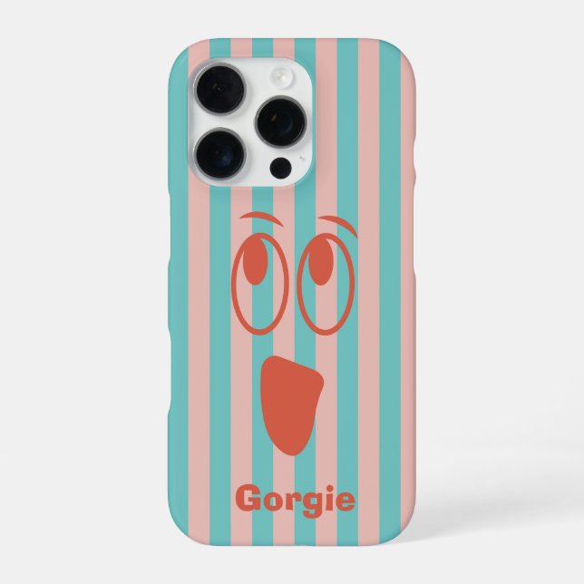 Funda Para iPhone Cara de Fantasma con Rayas Retro (Reverso)