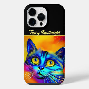 Funda Para iPhone 14 Pro Max cara de gato animal de inteligencia artificial