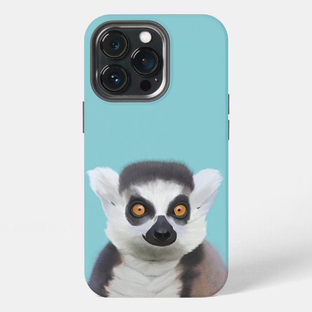 Funda Para iPhone Cara de lémur con cola de anillo (Reverso )