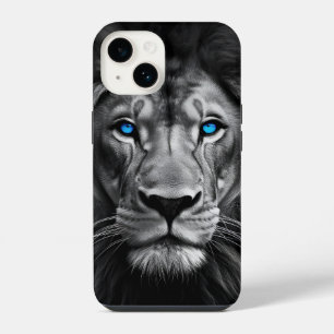 Funda Para iPhone 14 Cara de León Audaz con Ojos Azules Impactantes – i