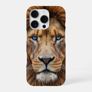 Funda Para iPhone 16 Pro Cara de León Majestuoso con Ojos Azules   Anima Fa