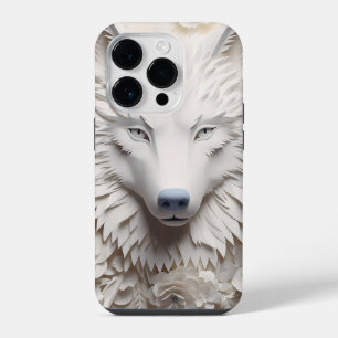 Funda Para iPhone 14 Pro Cara de Lobo Blanco 3D