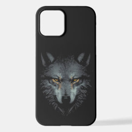 Funda Para iPhone 12 Cara de lobo solitario negra