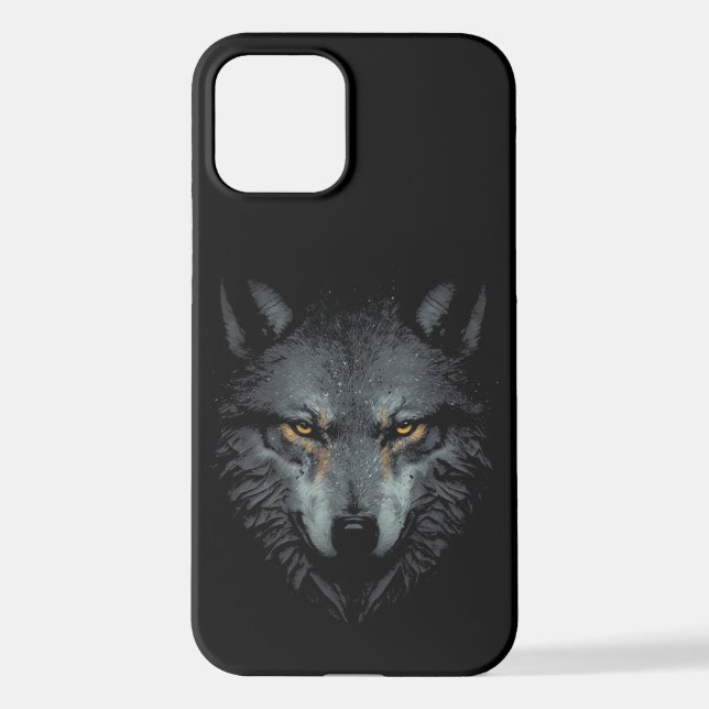Funda Para iPhone Cara de lobo solitario negra (Reverso )