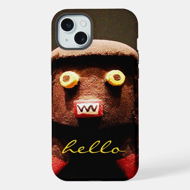 Funda Para iPhone Cara de muñeca Kachina Foto Hola Script Negrita Ún (Reverso )