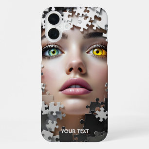 Funda Para iPhone 16 Plus Cara de niña de rompecabezas linda fantasía