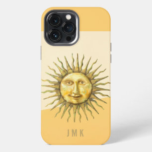 Funda Para iPhone 13 Pro Max Cara de sol celestial con bloque de color de monog