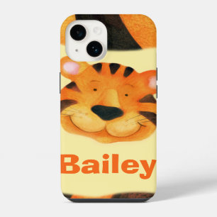 Funda Para iPhone 14 Cara de tigre para niños llamada naranja