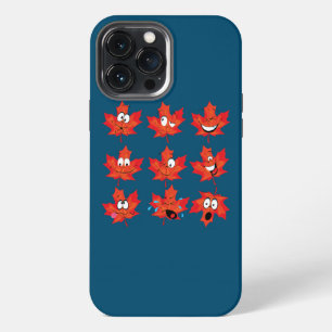 Funda Para iPhone 13 Pro Max Cara divertida hoja de arce Emoción Bandera canadi