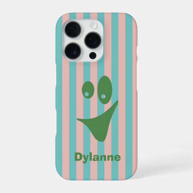 Funda Para iPhone Cara divertida y rara con rayas (Reverso)