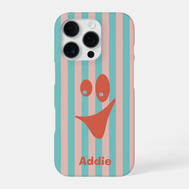Funda Para iPhone Cara divertida y rara con rayas (Reverso)