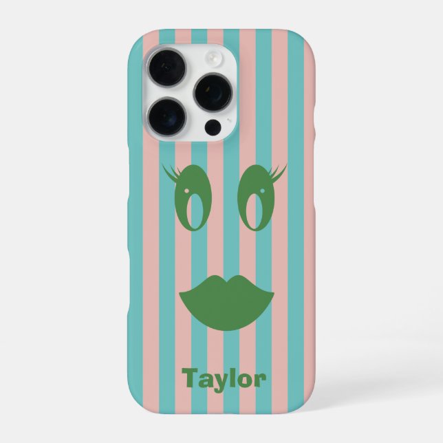 Funda Para iPhone Cara sonriente divertida y femenina (Reverso)