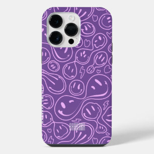 Funda Para iPhone 14 Pro Max Cara Sonriente Fría Patrón de Sonrisa Derretida La