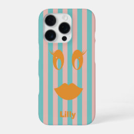 Funda Para iPhone 16 Pro Cara Sonriente Retro Femenina