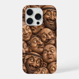 Caras de madera talladas vintage arte de patrón ab