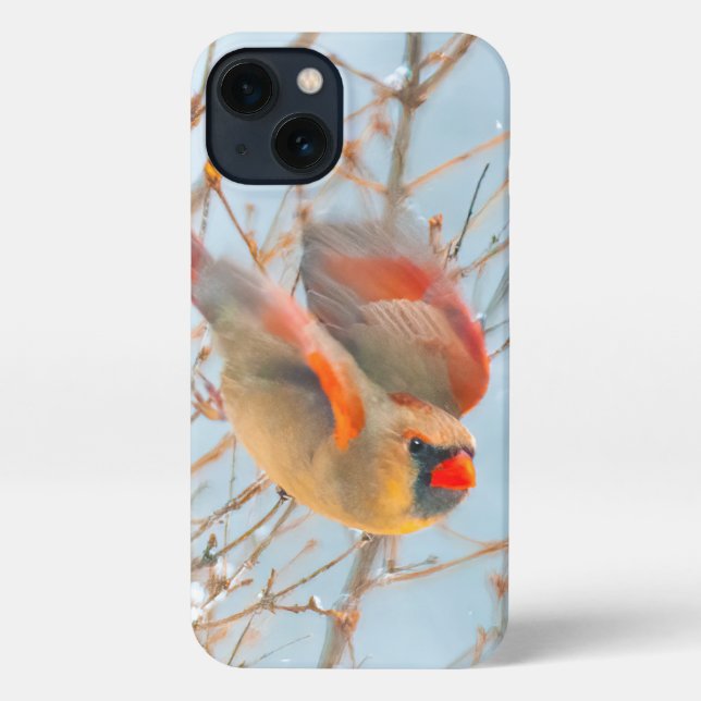 Funda Para iPhone Cardenal norte volando - Fotografía original (Reverso )