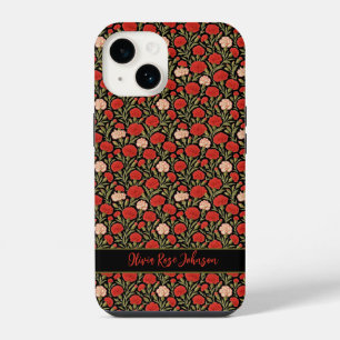 Funda Para iPhone 14 Carnación floral roja personalizada Cute Black