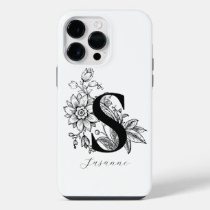 Funda Para iPhone 14 Pro Max Carta Botánica Monograma Nombre S
