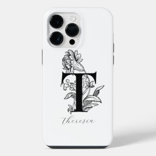 Funda Para iPhone 14 Pro Max Carta Botánica Monograma Nombre T