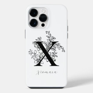 Funda Para iPhone 14 Pro Max Carta Botánica X Monograma Nombre