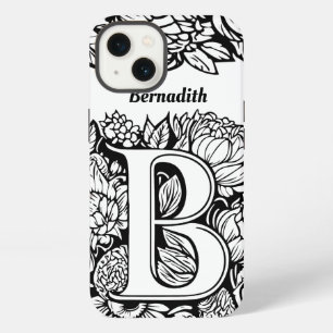 Carta Personalizada B Flores de Tatuaje Negro Blan