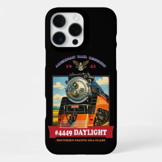 Funda Para iPhone 16 Pro Max Cartel vintage de la locomotora de vapor SP GS-4 e