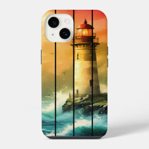 Funda Para iPhone 14 Casa de Luz Antigua en la Orilla del Mar para Ver 
