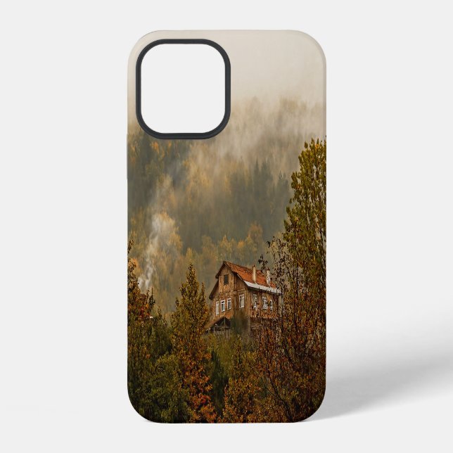 Funda Para iPhone Casa de Madera en el Bosque: Escena Tranquila (Reverso )