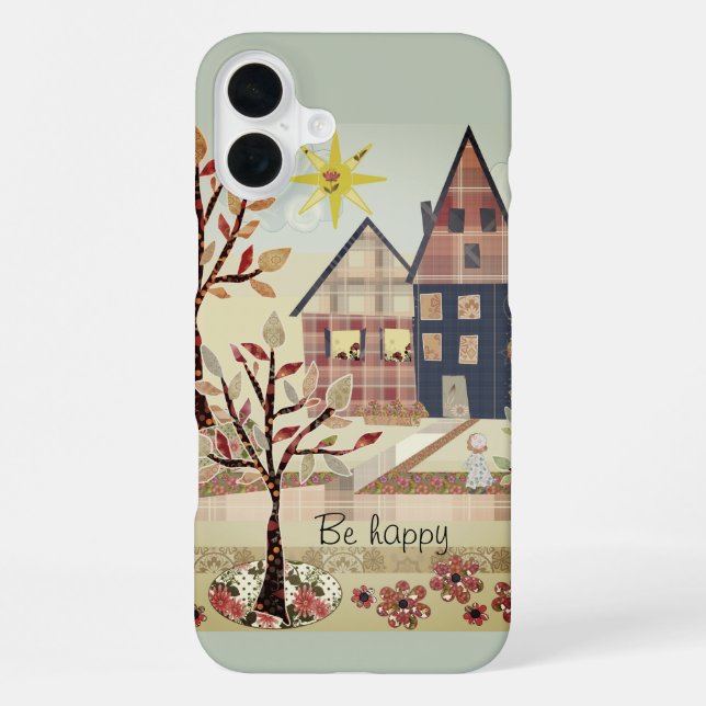 Funda Para iPhone Casas, pueblo, retazos, cobertizo, colcha (Reverso )