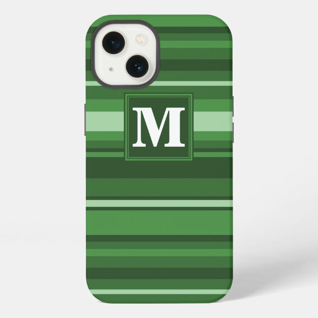 Funda para iPhone Case-Mate con rayas verdes de mo (Reverso )