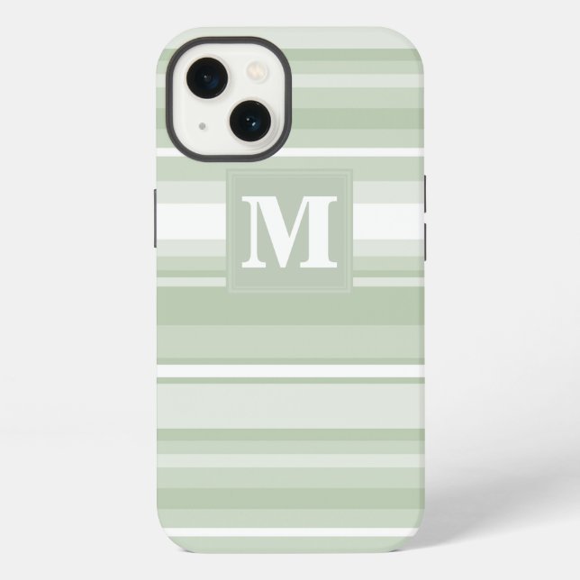 Funda para iPhone Case-Mate con rayas verdes pálid (Reverso )