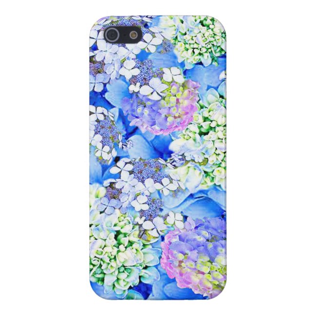 Funda Para iPhone Caso brillante del iPhone del Hydrangea azul (Atrás)