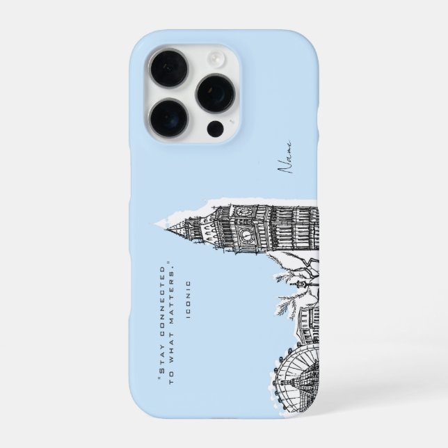 Funda Para iPhone Caso de iphone London Tone Sketch (Reverso)