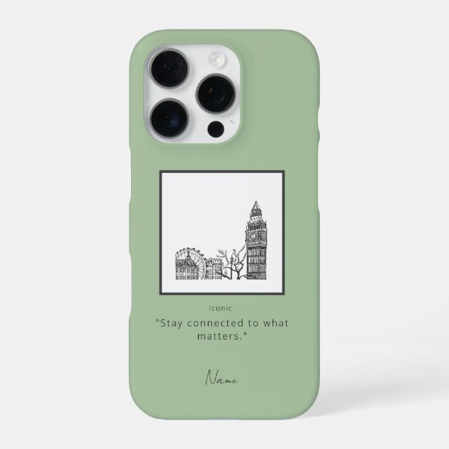 Funda Para iPhone Caso de iphone London Tone Sketch (Reverso)