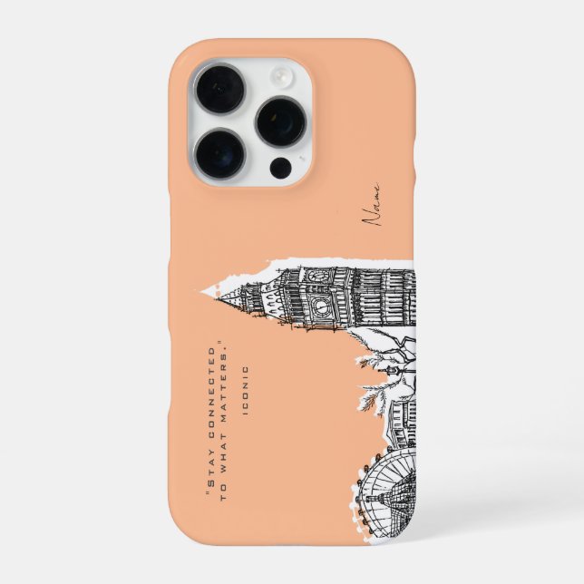 Funda Para iPhone Caso de iphone London Tone Sketch (Reverso)