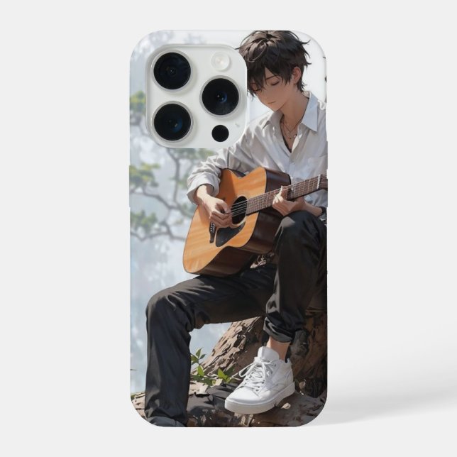 Funda Para iPhone Casos de cumpleaños de guitarrista de anime épico  (Reverso )