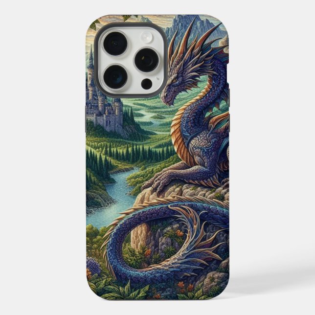 Funda Para iPhone Castillo Dragón medieval colorido (Reverso )