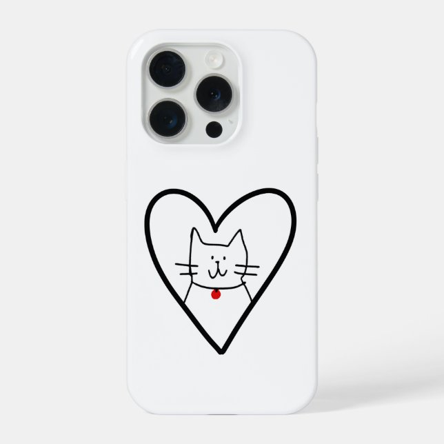 Funda Para iPhone Cat in Heart Doodle  (Reverso )