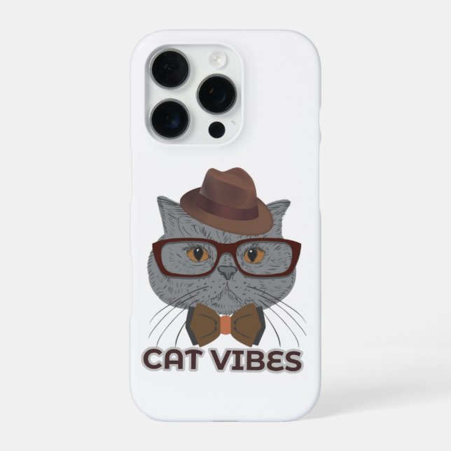 Funda Para iPhone Cat Vibes – Cool Grey Cat Design (Reverso)