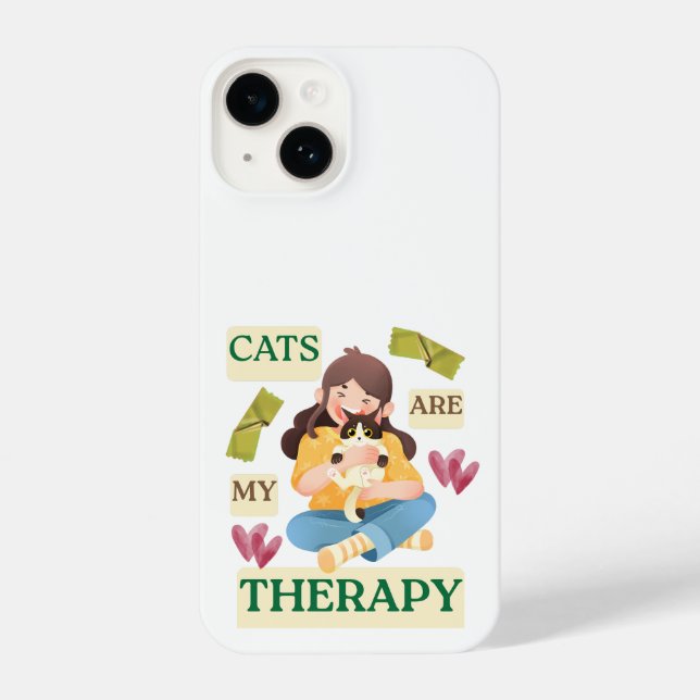Funda Para iPhone Cats Are My Therapy – Cute Cat Lover Design  (Reverso )