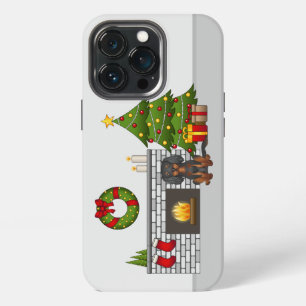 Funda Para iPhone 13 Pro Cavalier de color negro y marrón en una habitación