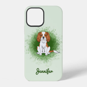 Funda Para iPhone 12 Cavalier King Charles Spaniel Blenheim Sobre Verde
