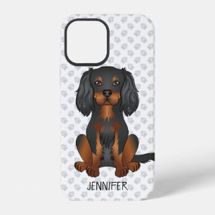 Funda Para iPhone 12 Cavalier King Charles Spaniel de color negro y can