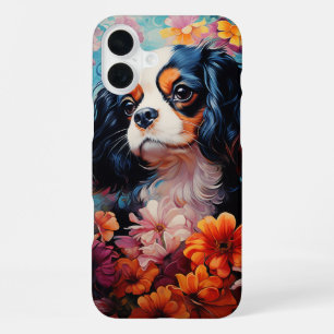 Funda Para iPhone 16 Plus Cavalier King Charles Spaniel en flores