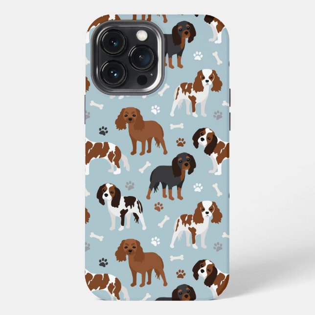 Funda Para iPhone Cavalier King Charles Spaniel Paws and Bones (Reverso )